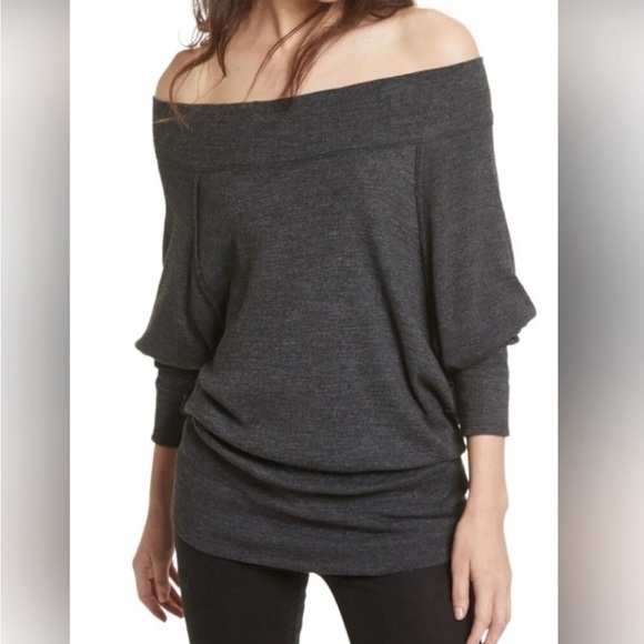 We The Free | Dark Gray Palisades Thermal Off-Shoulder Sweater | Sz XS - Picture 1 of 10